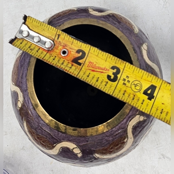 Vintage Brass & Enamel Cloisonne Handpaint Swan Vase Made in India 5" Tall - Picture 12 of 13